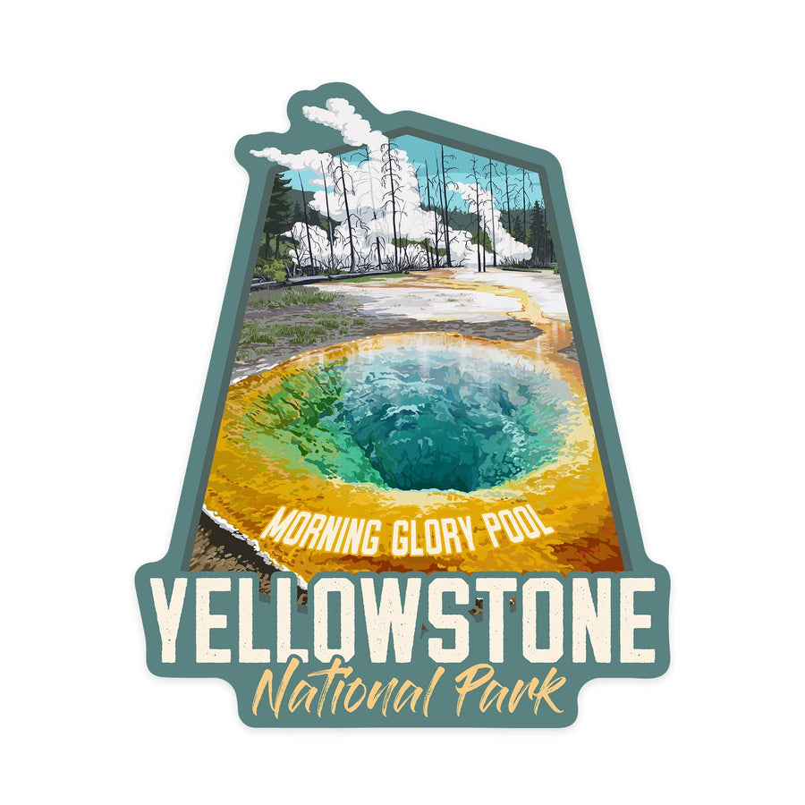 Yellowstone National Park, Wyoming, Morning Glory Pool, Contour, Lantern Press Artwork, Vinyl Sticker Sticker Lantern Press
