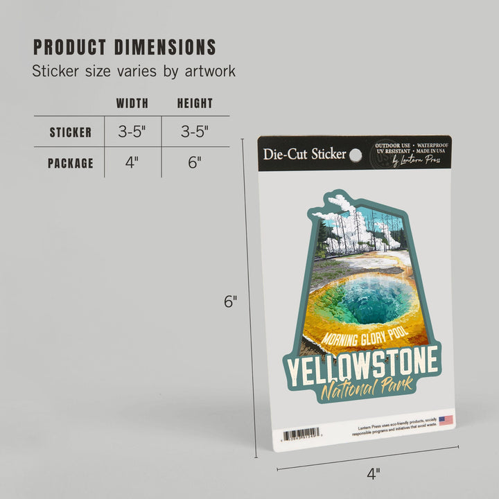 Yellowstone National Park, Wyoming, Morning Glory Pool, Contour, Lantern Press Artwork, Vinyl Sticker Sticker Lantern Press