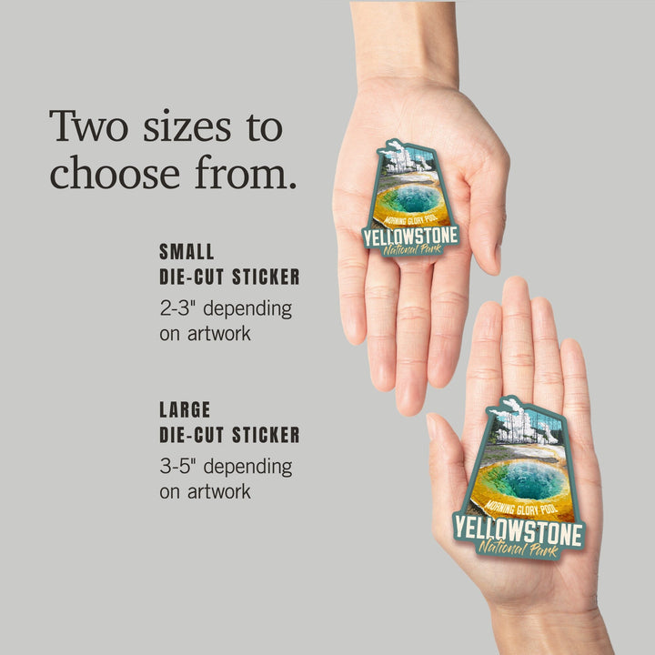 Yellowstone National Park, Wyoming, Morning Glory Pool, Contour, Lantern Press Artwork, Vinyl Sticker Sticker Lantern Press