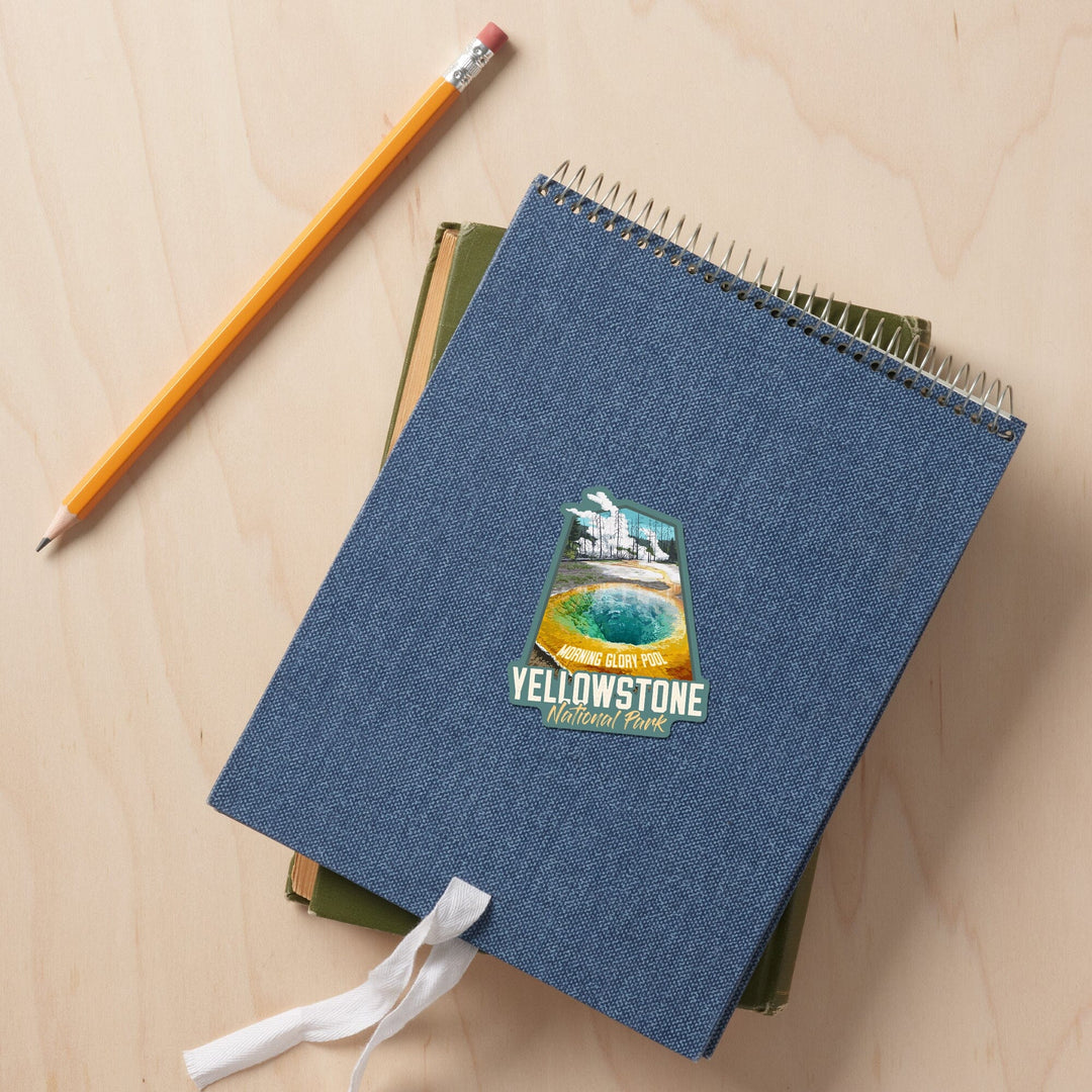 Yellowstone National Park, Wyoming, Morning Glory Pool, Contour, Lantern Press Artwork, Vinyl Sticker Sticker Lantern Press