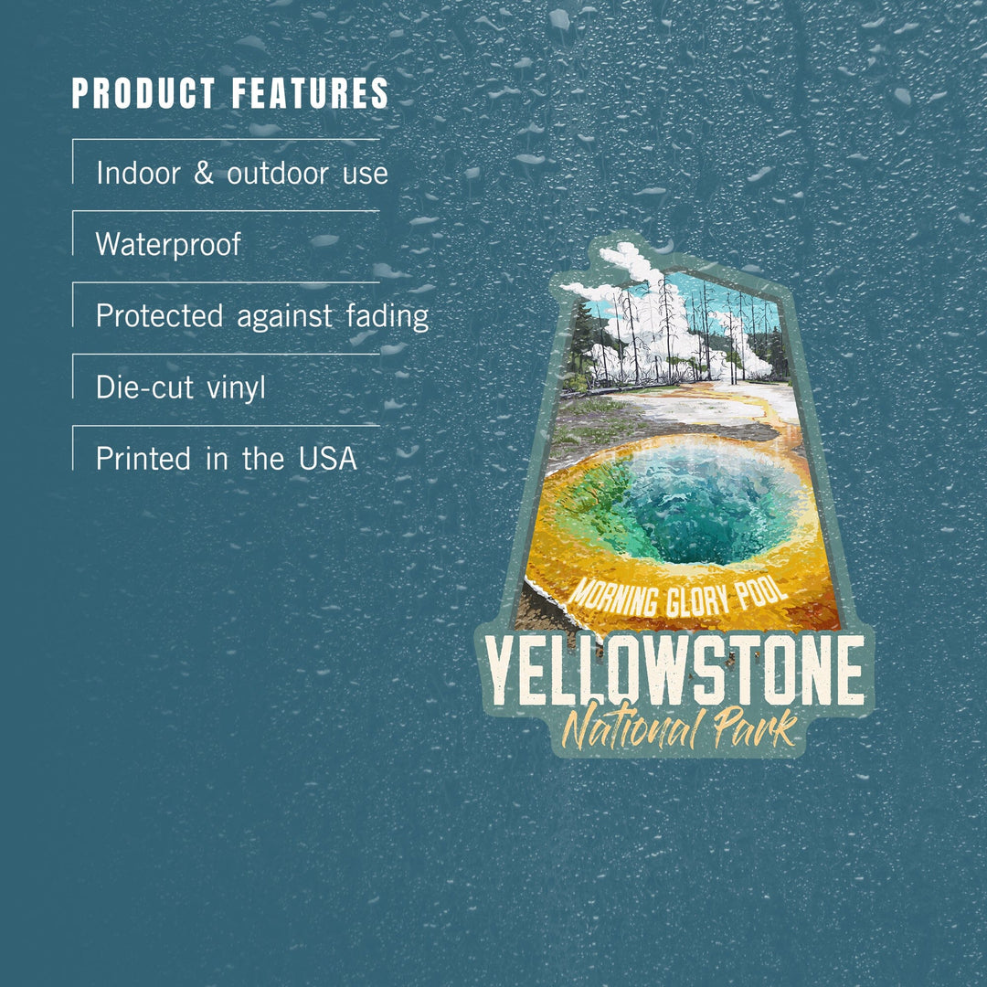 Yellowstone National Park, Wyoming, Morning Glory Pool, Contour, Lantern Press Artwork, Vinyl Sticker Sticker Lantern Press