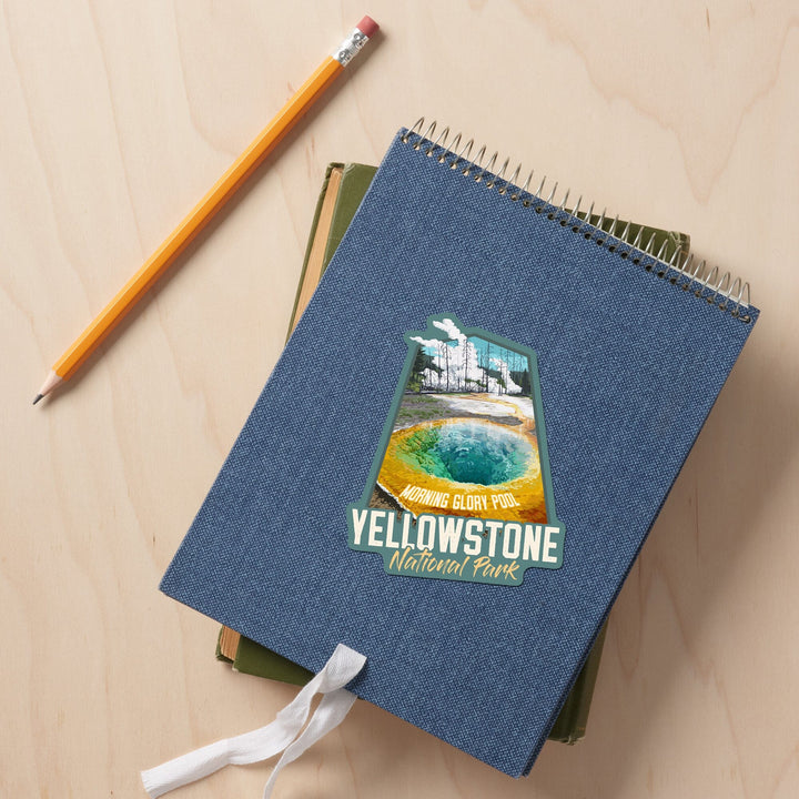 Yellowstone National Park, Wyoming, Morning Glory Pool, Contour, Lantern Press Artwork, Vinyl Sticker Sticker Lantern Press