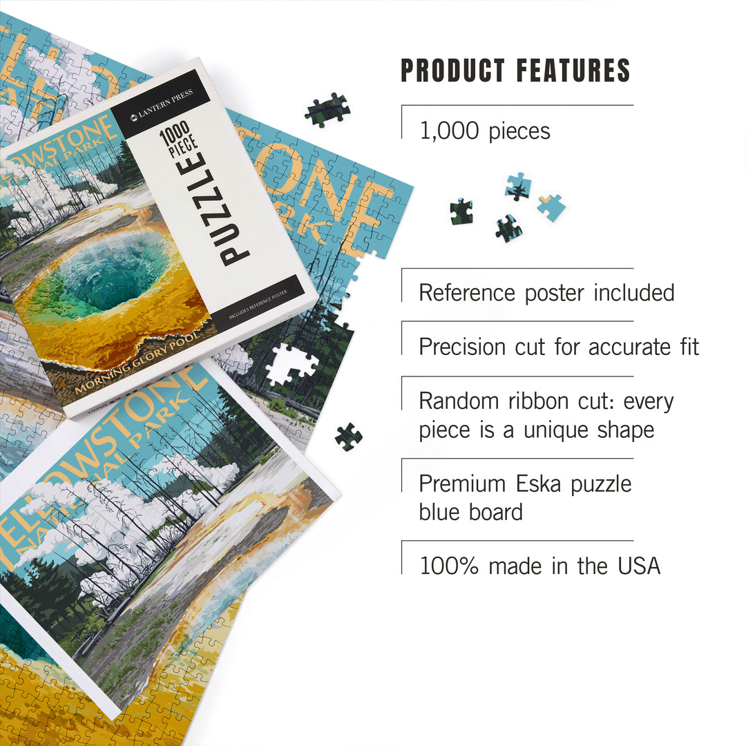 Yellowstone National Park, Wyoming, Morning Glory Pool, Jigsaw Puzzle Puzzle Lantern Press