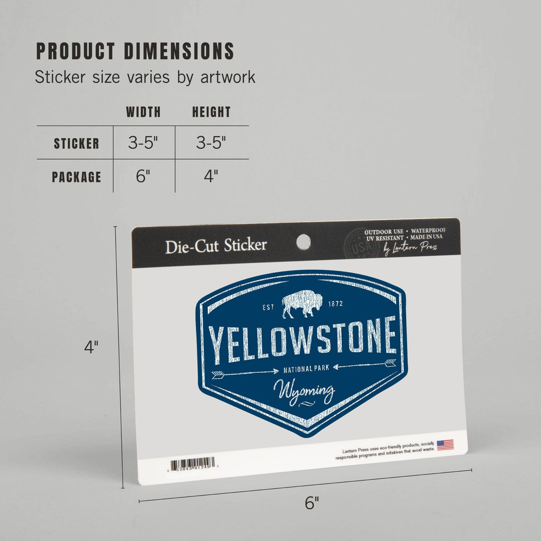 Yellowstone National Park, Wyoming, Navy Background, Contour, Vinyl Sticker Sticker Lantern Press
