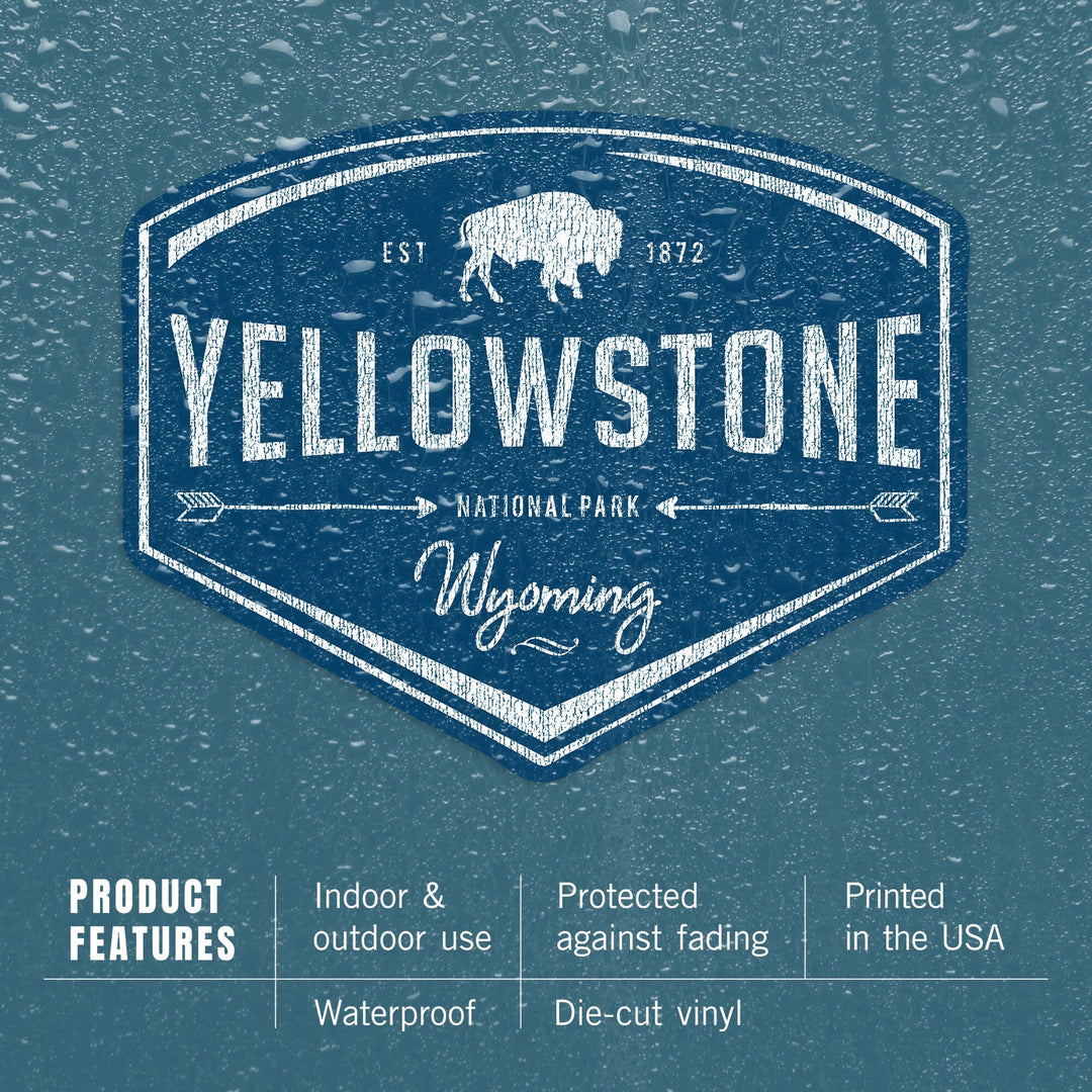 Yellowstone National Park, Wyoming, Navy Background, Contour, Vinyl Sticker Sticker Lantern Press