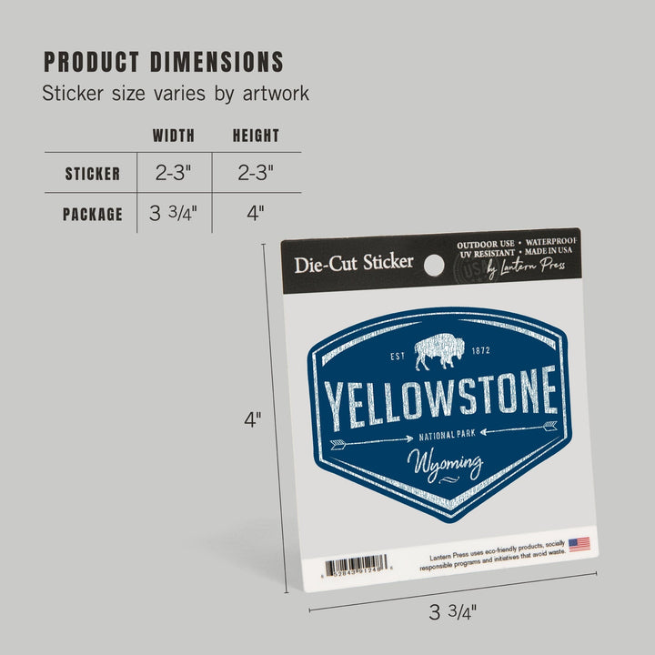 Yellowstone National Park, Wyoming, Navy Background, Contour, Vinyl Sticker Sticker Lantern Press