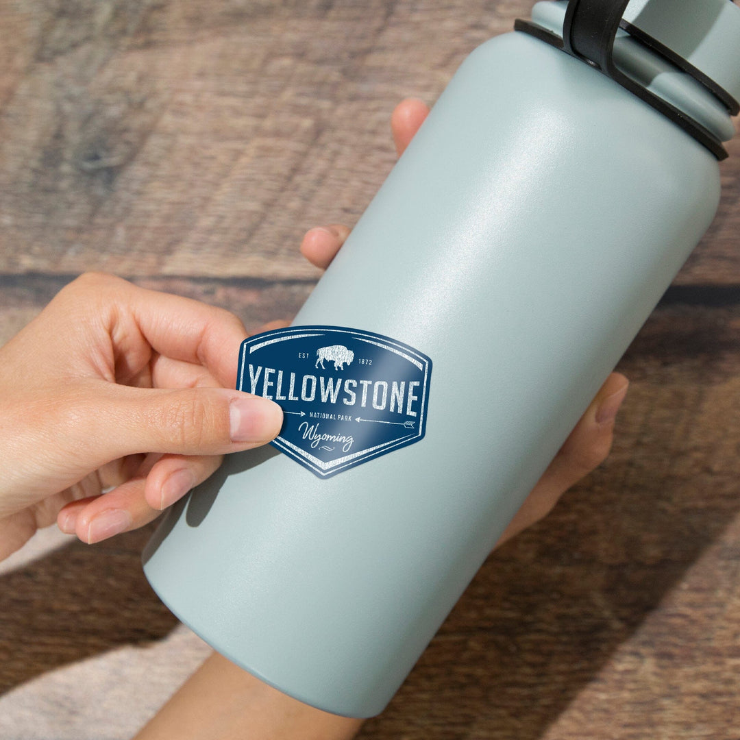 Yellowstone National Park, Wyoming, Navy Background, Contour, Vinyl Sticker Sticker Lantern Press