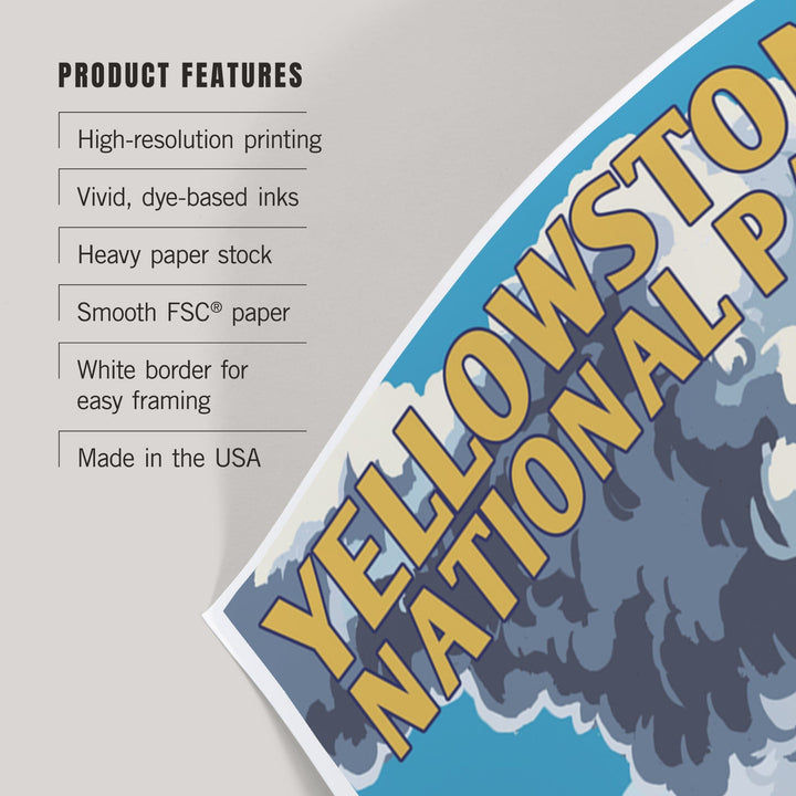 Yellowstone National Park, Wyoming, Old Faithful Geyser and Bison Herd, Art & Giclee Prints Art Lantern Press 