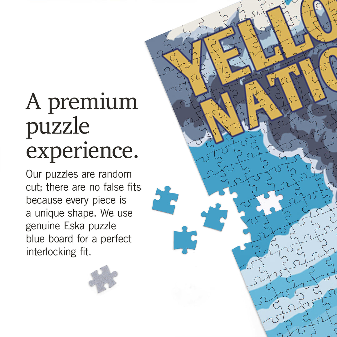 Yellowstone National Park, Wyoming, Old Faithful Geyser and Bison Herd, Jigsaw Puzzle Puzzle Lantern Press