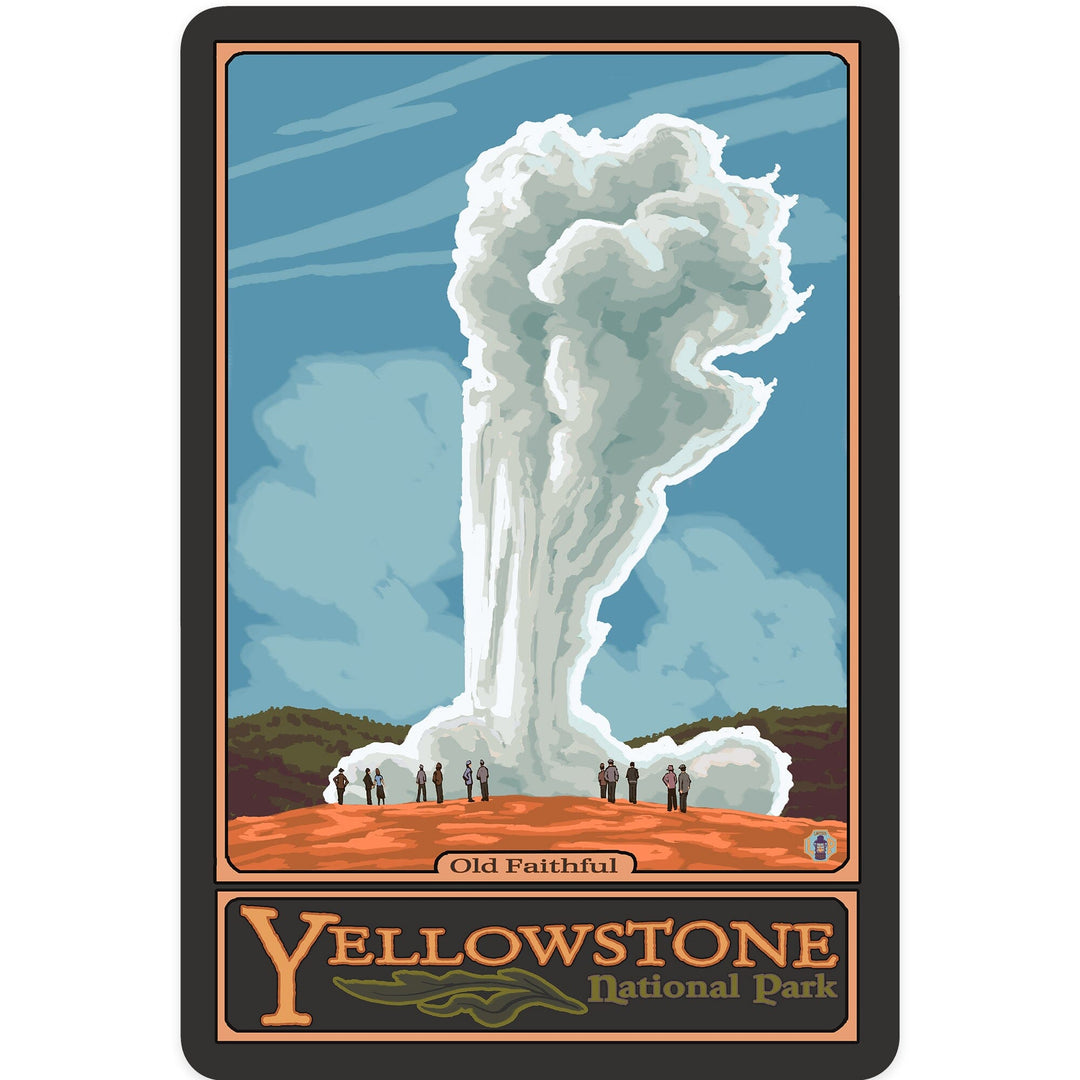 Yellowstone National Park, Wyoming, Old Faithful Geyser, Contour, Lantern Press Artwork, Vinyl Sticker Sticker Lantern Press