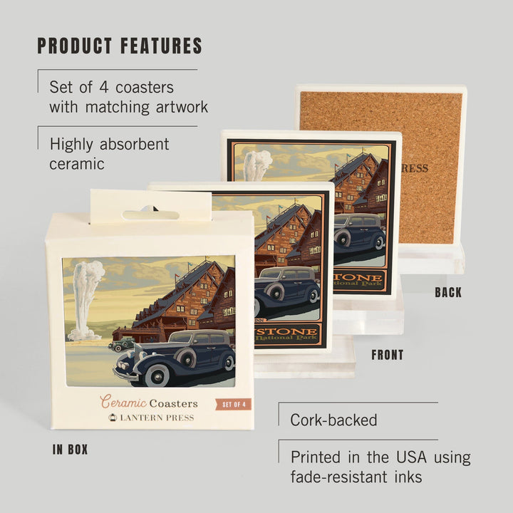Yellowstone National Park, Wyoming, Old Faithful Inn, Coasters Coasters Lantern Press