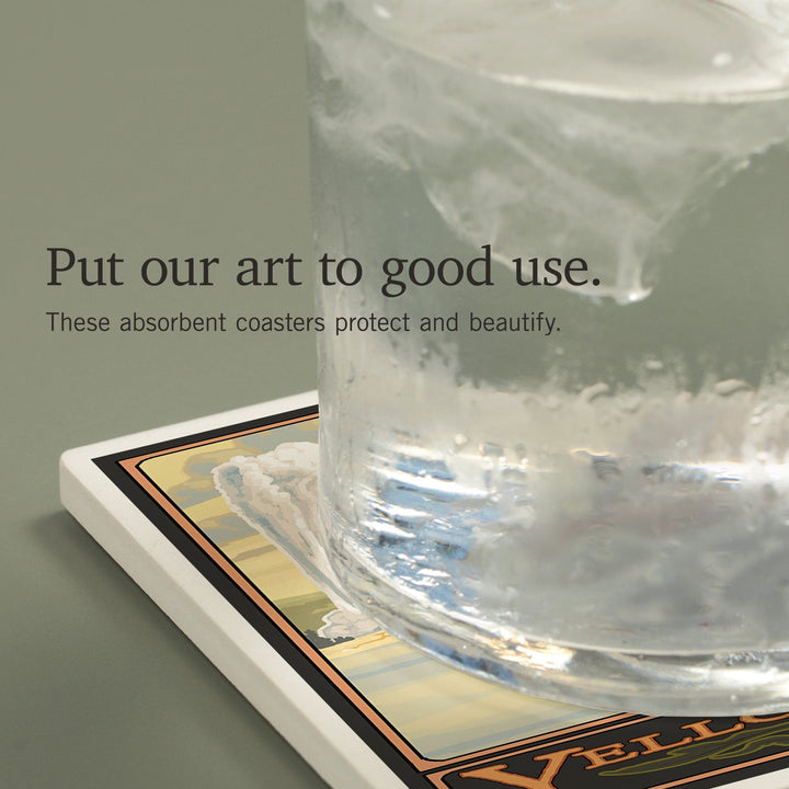 Yellowstone National Park, Wyoming, Old Faithful Inn, Coasters Coasters Lantern Press