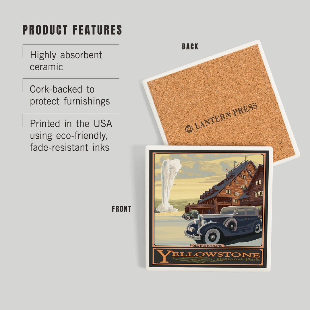 Yellowstone National Park, Wyoming, Old Faithful Inn, Coasters Coasters Lantern Press