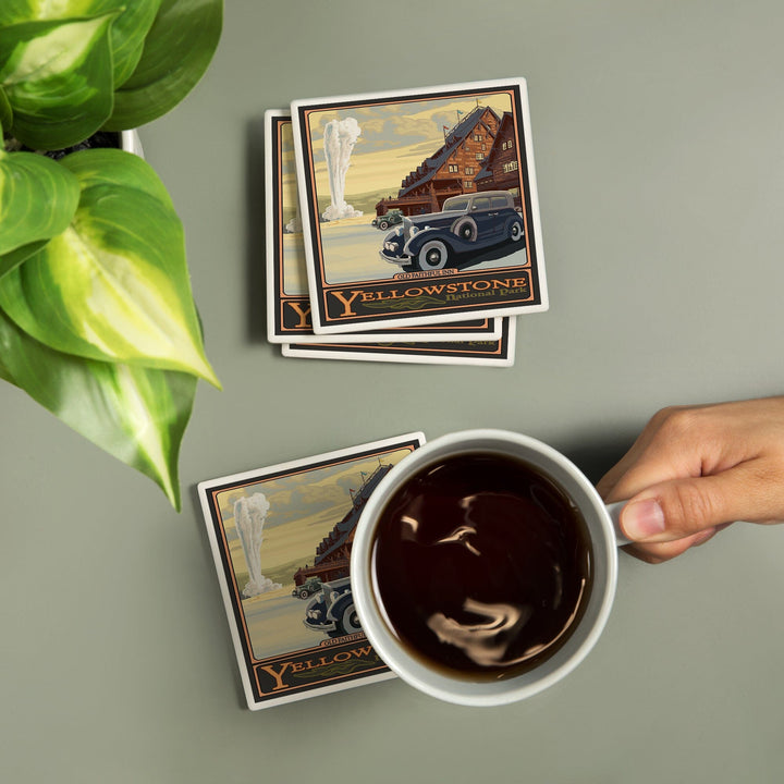Yellowstone National Park, Wyoming, Old Faithful Inn, Coasters Coasters Lantern Press