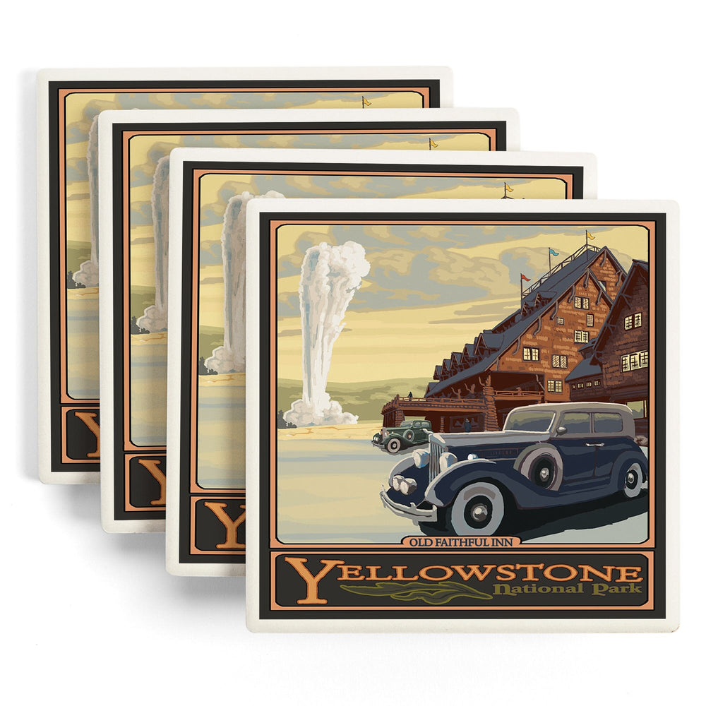 Yellowstone National Park, Wyoming, Old Faithful Inn, Coasters Coasters Lantern Press