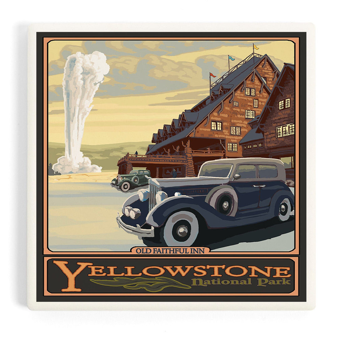 Yellowstone National Park, Wyoming, Old Faithful Inn, Coasters Coasters Lantern Press Coaster