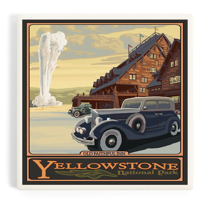 Yellowstone National Park, Wyoming, Old Faithful Inn, Coasters Coasters Lantern Press Coaster