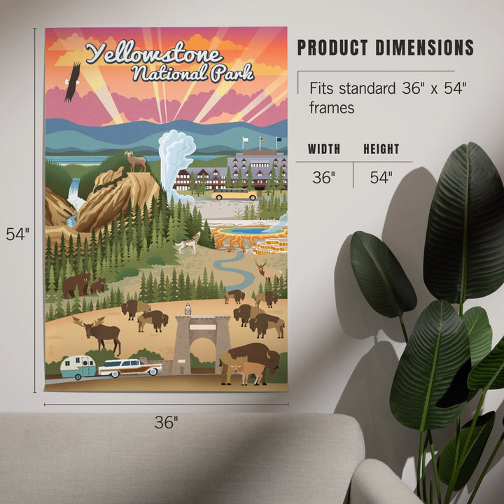 Yellowstone National Park, Wyoming, Retro View, Art & Giclee Prints Art Lantern Press