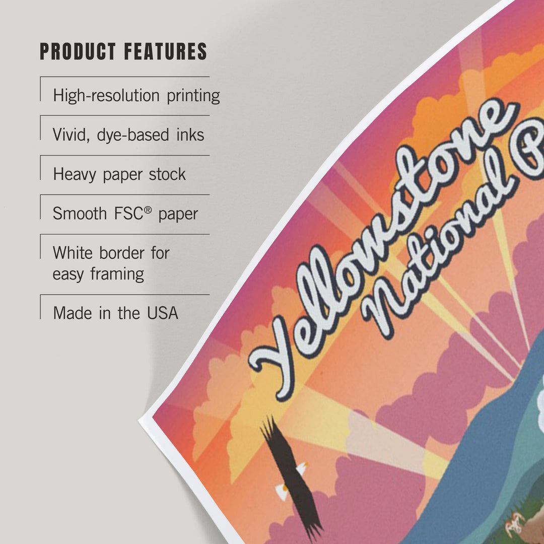 Yellowstone National Park, Wyoming, Retro View, Art & Giclee Prints Art Lantern Press