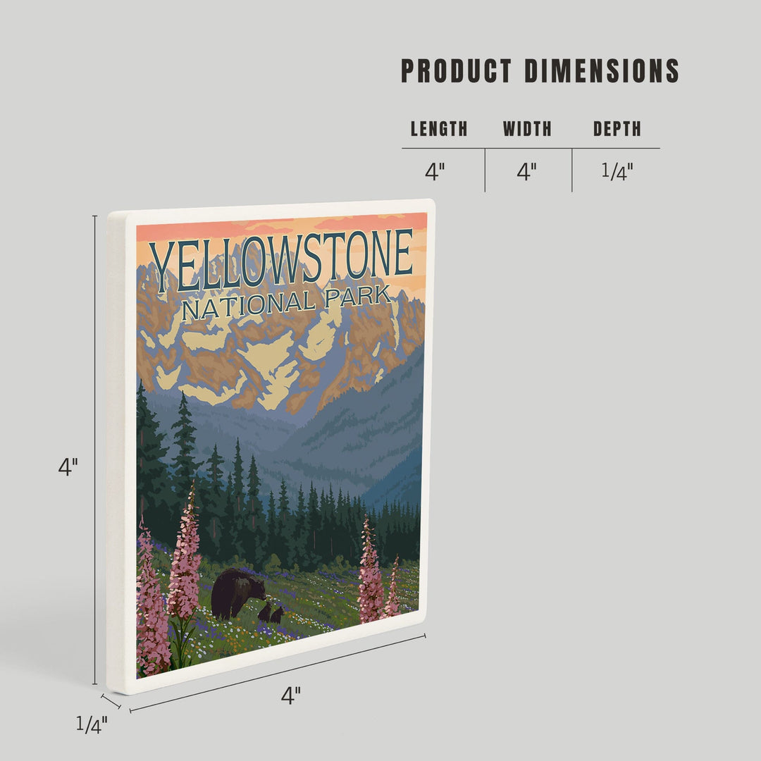 Yellowstone National Park, Wyoming, Spring Flowers, Coasters Coasters Lantern Press
