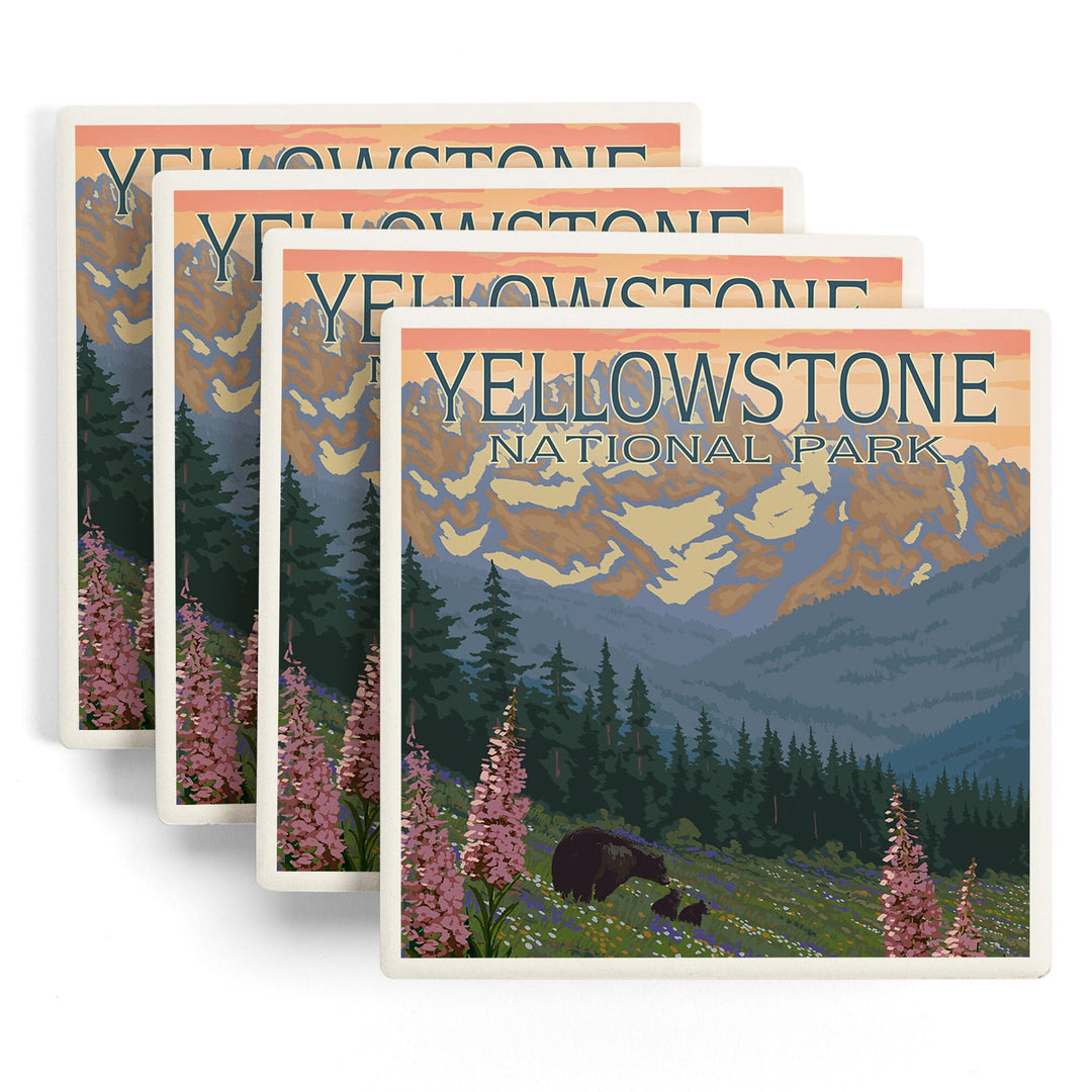 Yellowstone National Park, Wyoming, Spring Flowers, Coasters Coasters Lantern Press