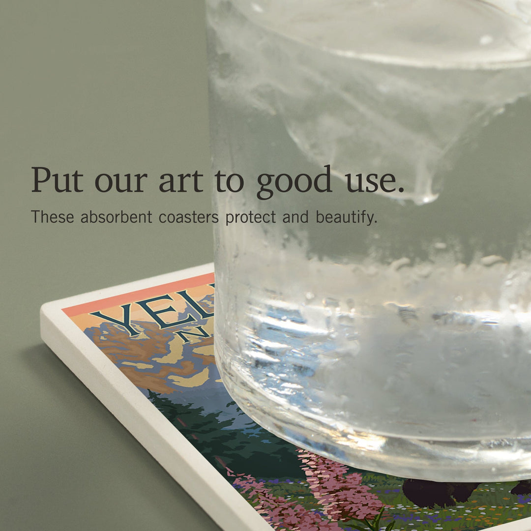 Yellowstone National Park, Wyoming, Spring Flowers, Coasters Coasters Lantern Press