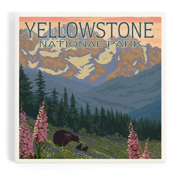 Yellowstone National Park, Wyoming, Spring Flowers, Coasters Coasters Lantern Press Coaster