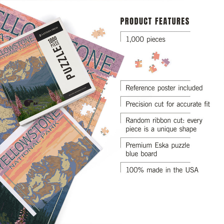 Yellowstone National Park, Wyoming, Spring Flowers, Jigsaw Puzzle Puzzle Lantern Press