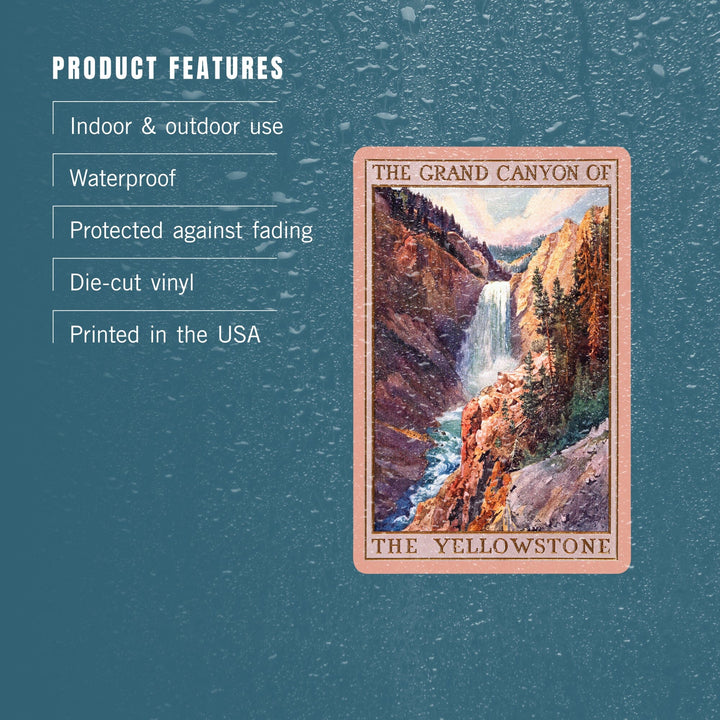 Yellowstone National Park, Wyoming, The Grand Canyon of Yellowstone, Contour, Lantern Press Artwork, Vinyl Sticker Sticker Lantern Press