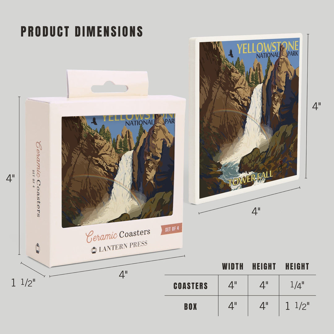 Yellowstone National Park, Wyoming, Tower Fall, Coasters Coasters Lantern Press