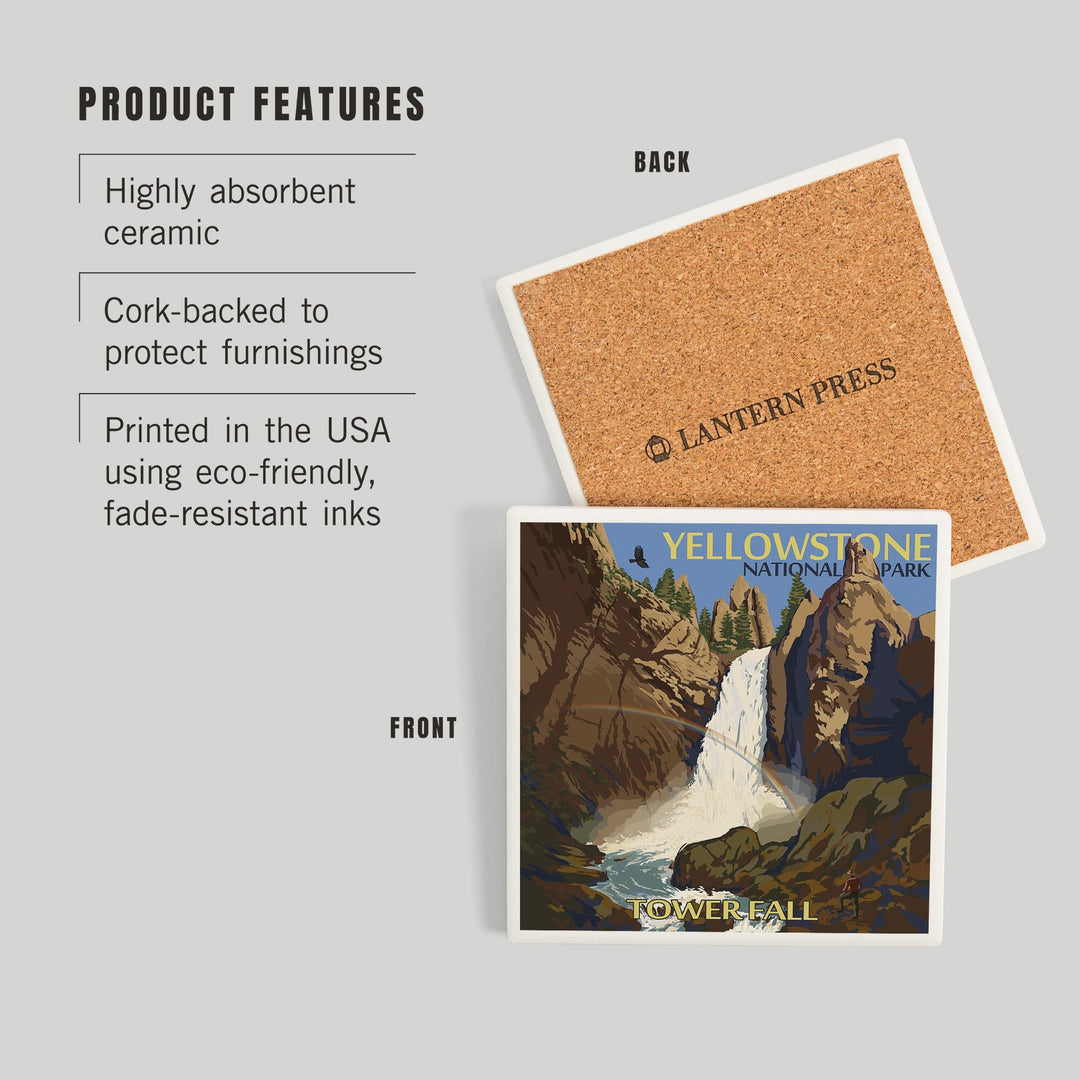 Yellowstone National Park, Wyoming, Tower Fall, Coasters Coasters Lantern Press