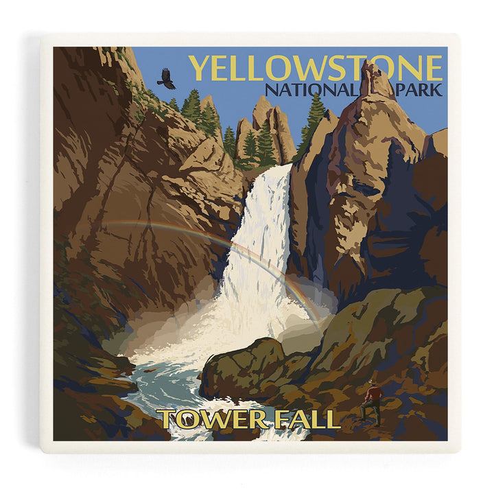 Yellowstone National Park, Wyoming, Tower Fall, Coasters Coasters Lantern Press Coaster