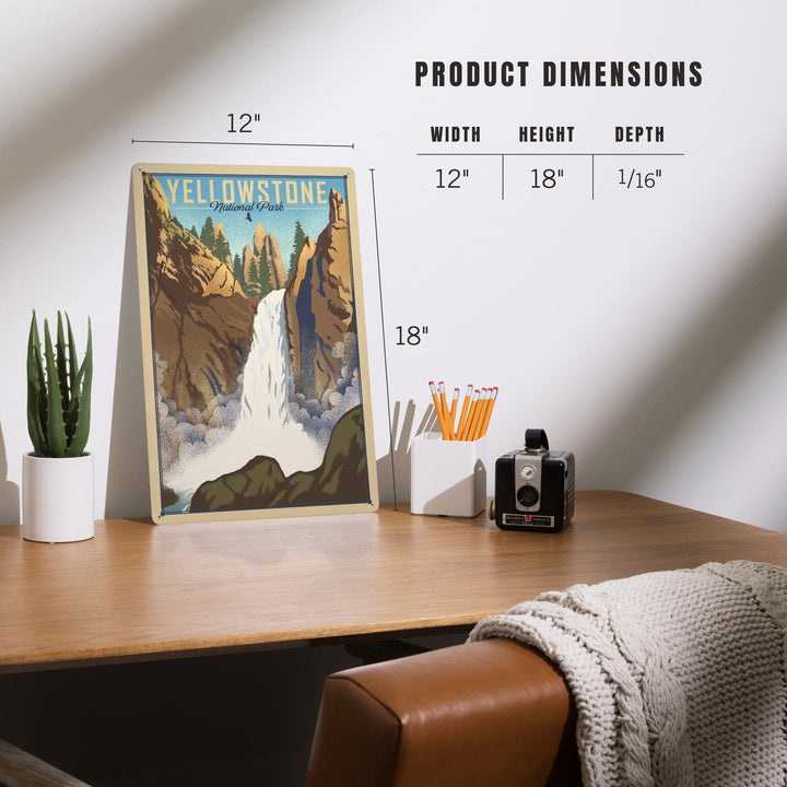 Yellowstone National Park, Wyoming, Tower Falls, Lithograph National Park Series, Metal Signs Metal Lantern Press