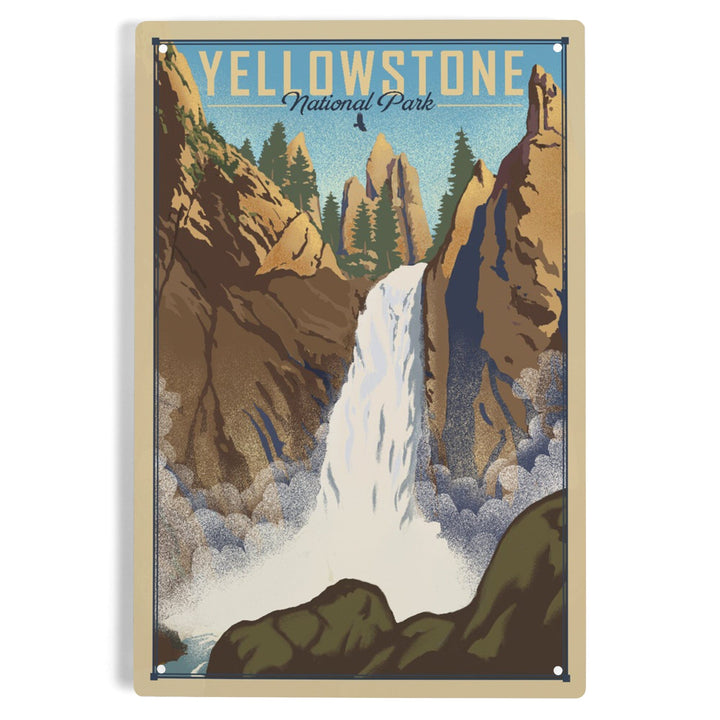 Yellowstone National Park, Wyoming, Tower Falls, Lithograph National Park Series, Metal Signs Metal Lantern Press