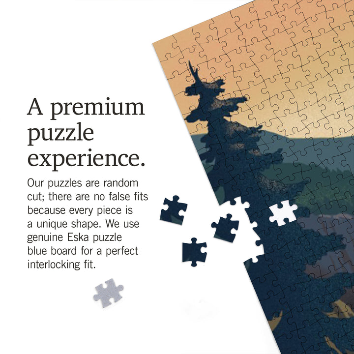 Yellowstone National Park, Yellowstone Falls, Lithograph, Jigsaw Puzzle Puzzle Lantern Press