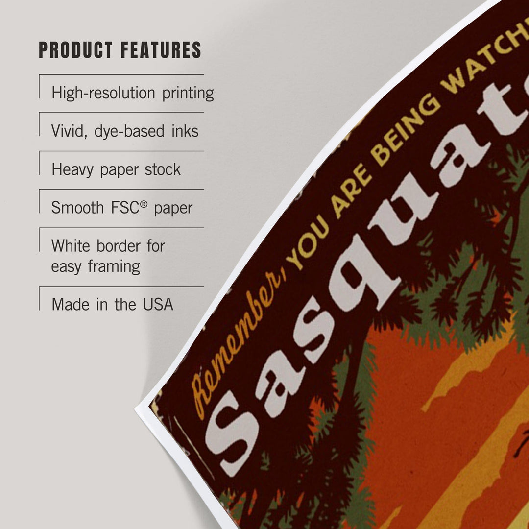 Yellowstone National Park, You Are Being Watched By Sasquatch, Art & Giclee Prints Art Lantern Press