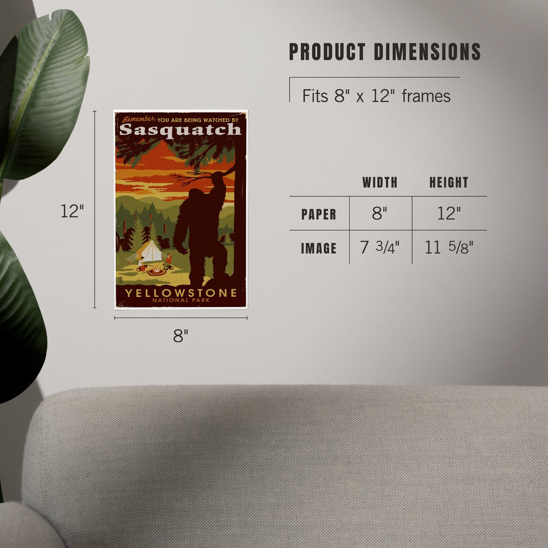Yellowstone National Park, You Are Being Watched By Sasquatch, Art & Giclee Prints Art Lantern Press
