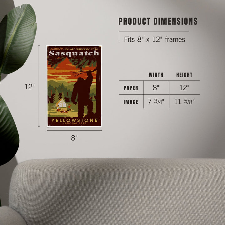 Yellowstone National Park, You Are Being Watched By Sasquatch, Art & Giclee Prints Art Lantern Press