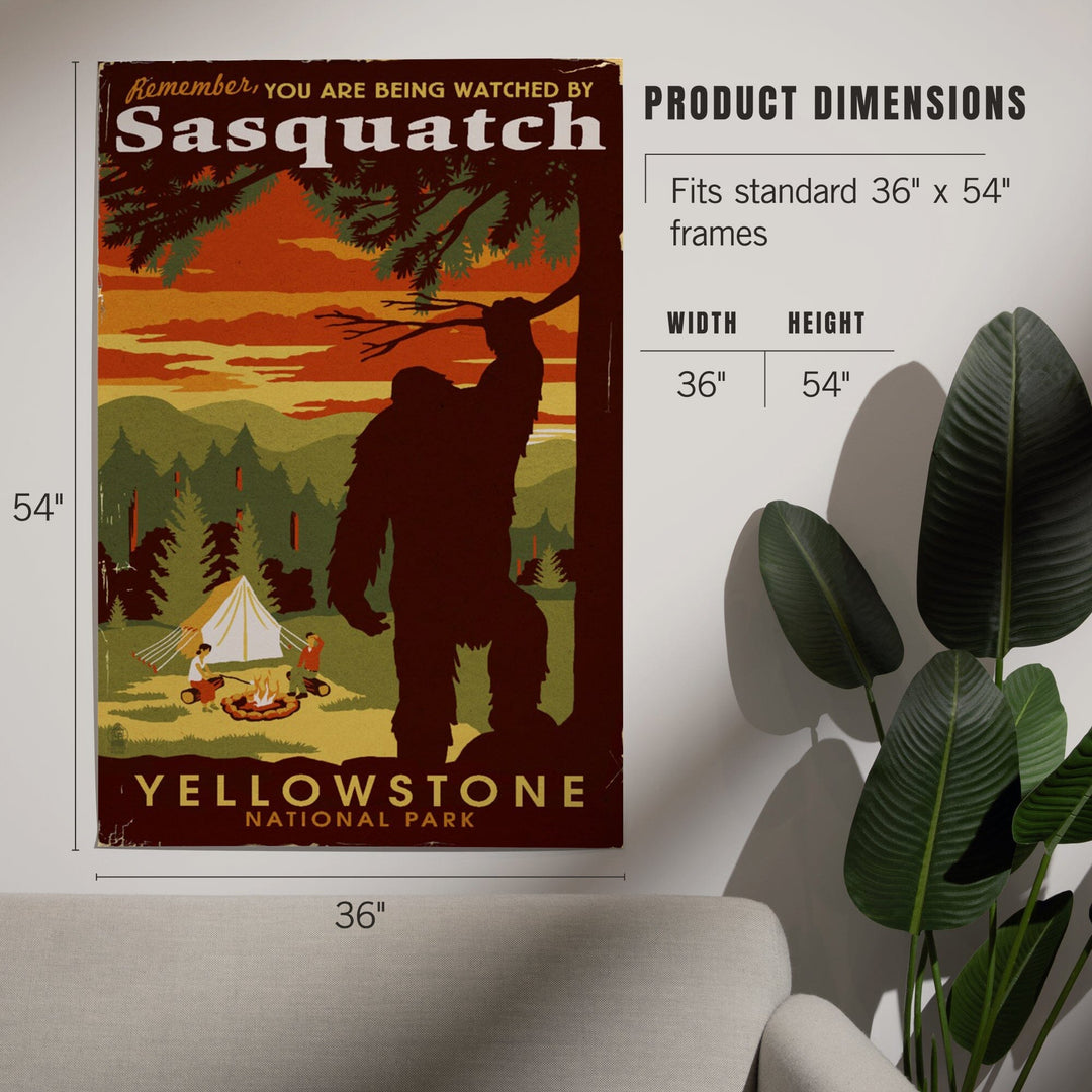 Yellowstone National Park, You Are Being Watched By Sasquatch, Art & Giclee Prints Art Lantern Press