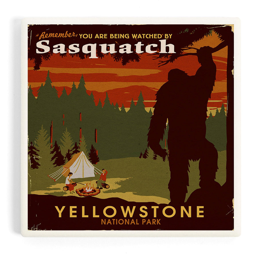 Yellowstone National Park, You Are Being Watched By Sasquatch, Coasters Coasters Lantern Press