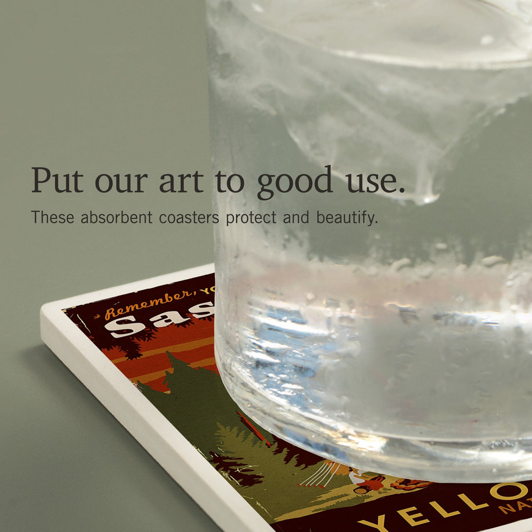 Yellowstone National Park, You Are Being Watched By Sasquatch, Coasters Coasters Lantern Press