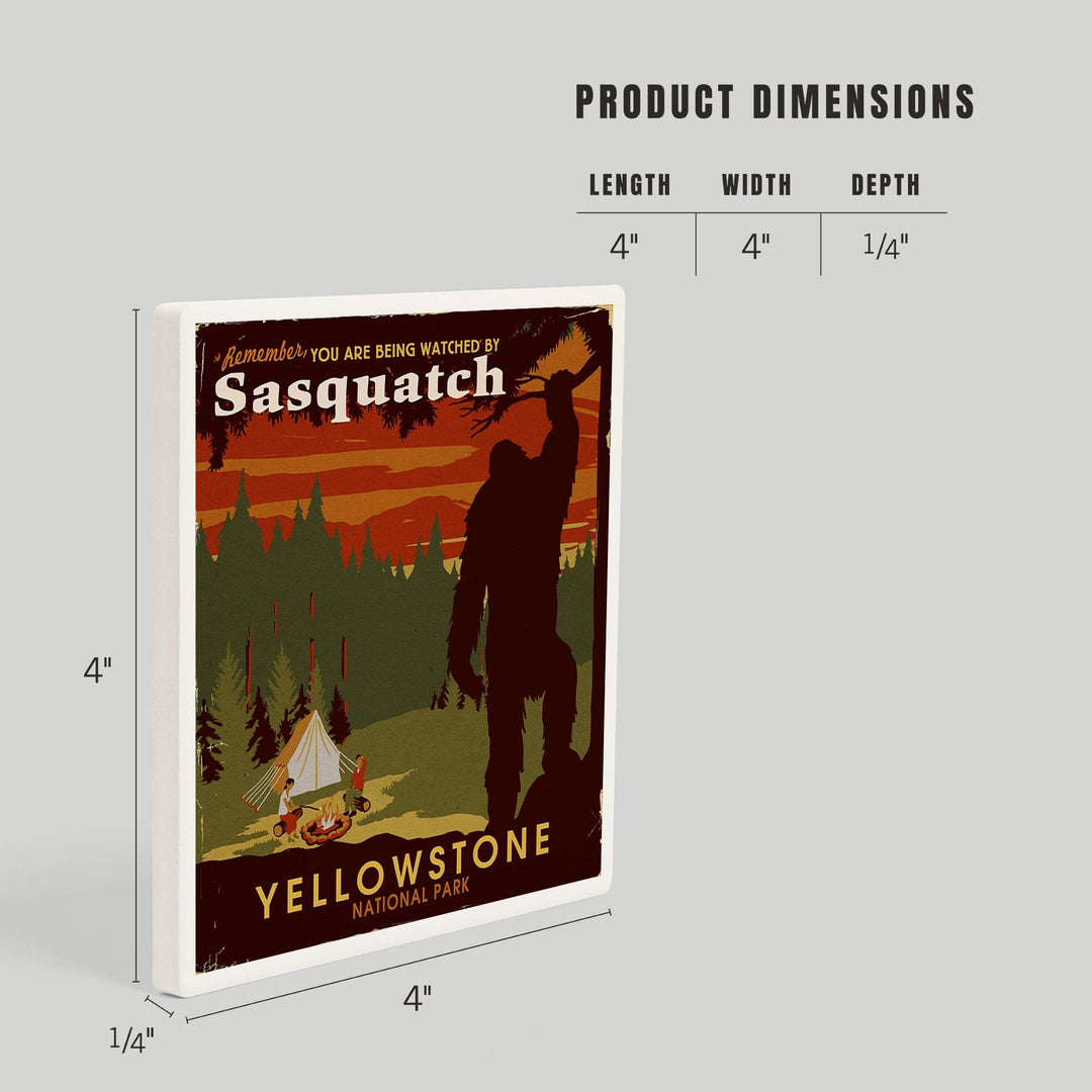 Yellowstone National Park, You Are Being Watched By Sasquatch, Coasters Coasters Lantern Press