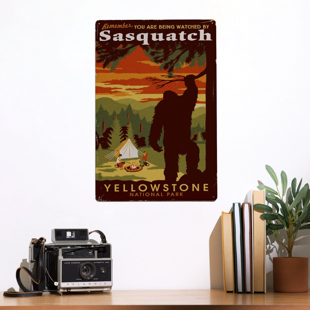 Yellowstone National Park, You Are Being Watched By Sasquatch, Metal Signs Metal Lantern Press