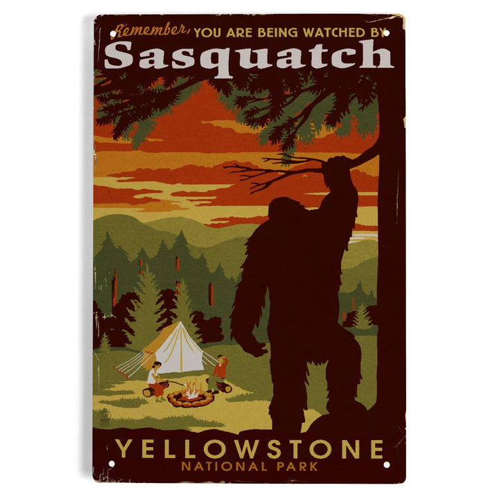 Yellowstone National Park, You Are Being Watched By Sasquatch, Metal Signs Metal Lantern Press