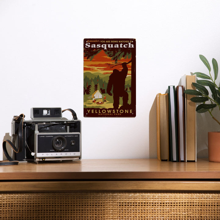 Yellowstone National Park, You Are Being Watched By Sasquatch, Metal Signs Metal Lantern Press