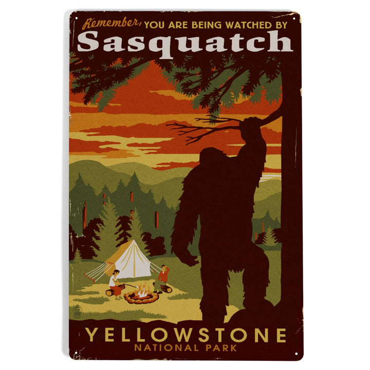 Yellowstone National Park, You Are Being Watched By Sasquatch, Metal Signs Metal Lantern Press