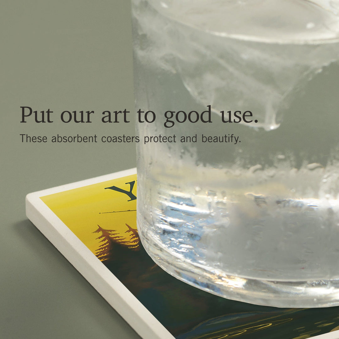 Yellowstone River, Montana, Fly Fishing Scene, Coasters Coasters Lantern Press