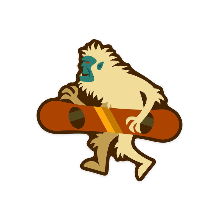 Yeti, Snowboarding, Geometric, Contour, Lantern Press Artwork, Vinyl Sticker Sticker Lantern Press