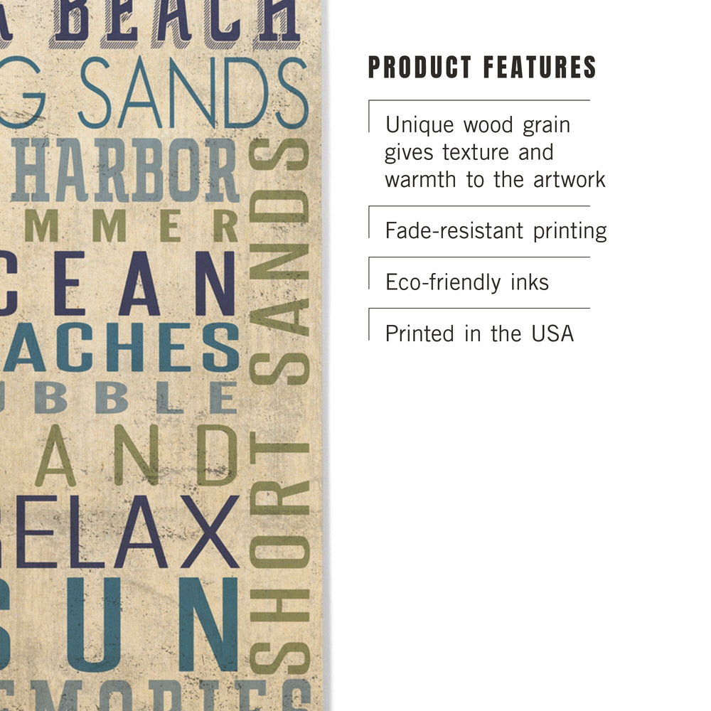 York Beach, Maine, Typography, Lantern Press Artwork, Wood Signs and Postcards Wood Lantern Press