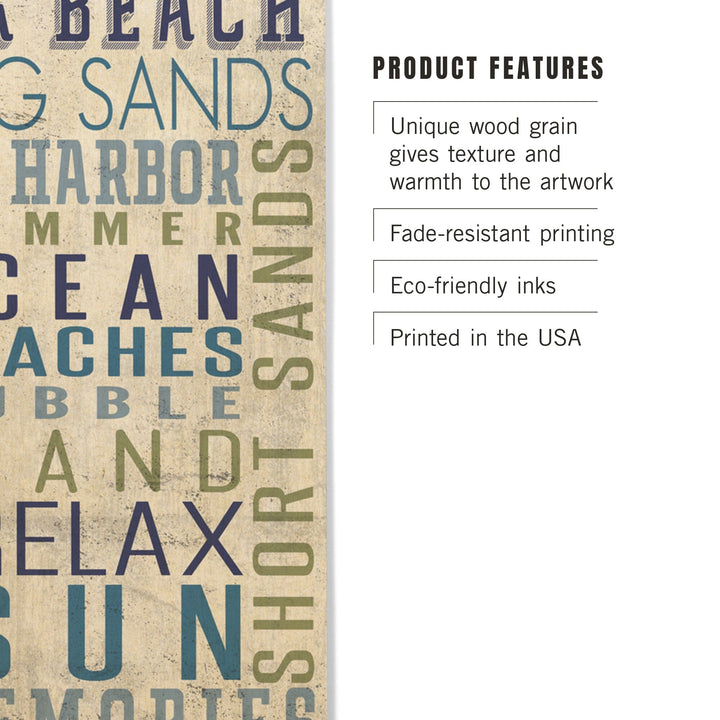 York Beach, Maine, Typography, Lantern Press Artwork, Wood Signs and Postcards Wood Lantern Press